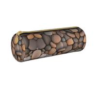 WXZYFP Pebbles in the beach Environmentally friendly cross-grain leather pencil case, lightweight and portable, suitable for daily use.