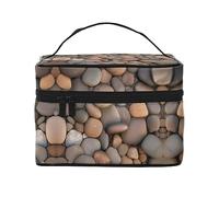 WXZYFP Pebbles in the beach Travel cosmetic bag, essential for outdoor travel enthusiasts, has a simple internal structure.