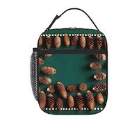 WXZYFP Pine Cone Border Portable insulated lunch bag, rich colors, Oxford cloth (100% polyester) + quilting + PEVA