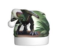 WXZYFP Poisoned Dinosaur Christmas Santa Hat for Adults, Unisex Velvet Classic Holiday Santa Claus Hat for