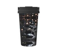 WXZYFP Portable cold coffee cup Black Mystery Heart Stone, 304 stainless steel, easy to carry, one-touch opening of the cup lid, convenient for drinking。