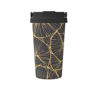 WXZYFP Portable cold coffee cup Golden Leaf, 304 stainless steel, easy to carry, one-touch opening of the cup lid, convenient for drinking。