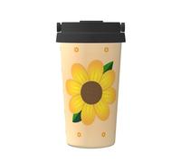 WXZYFP Portable cold coffee cup Golden Sunflower, 304 stainless steel, easy to carry, one-touch opening of the cup lid, convenient for drinking。