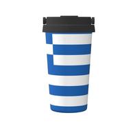 WXZYFP Portable cold coffee cup Greek flag, 304 stainless steel, easy to carry, one-touch opening of the cup lid, convenient for drinking。