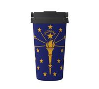 WXZYFP Portable cold coffee cup Indiana State Flag, 304 stainless steel, easy to carry, one-touch opening of the cup lid, convenient for drinking。