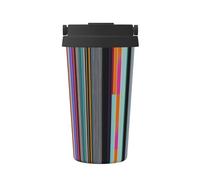 WXZYFP Portable cold coffee cup Irregular vertical lines, 304 stainless steel, easy to carry, one-touch opening of the cup lid, convenient for drinking。