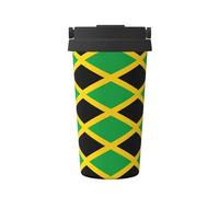 WXZYFP Portable cold coffee cup jamaica flag, 304 stainless steel, easy to carry, one-touch opening of the cup lid, convenient for drinking。