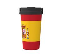 WXZYFP Portable cold coffee cup Spanish flag, 304 stainless steel, easy to carry, one-touch opening of the cup lid, convenient for drinking。