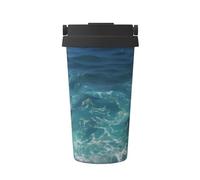 WXZYFP Portable cold coffee cup The Deep Ocean, 304 stainless steel, easy to carry, one-touch opening of the cup lid, convenient for drinking。
