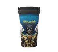 WXZYFP Portable cold coffee cup White-golden fish, 304 stainless steel, easy to carry, one-touch opening of the cup lid, convenient for drinking。