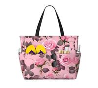 WXZYFP Pretty Pink Roses It is a large-capacity beach travel bag made of 100% polyester and has 7 pockets that can hold a lot of items.