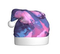 WXZYFP Purple Butterfly Display Christmas Santa Hat for Adults, Unisex Velvet Classic Holiday Santa Claus Hat for
