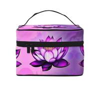 WXZYFP Purple Lotus Travel cosmetic bag, essential for outdoor travel enthusiasts, has a simple internal structure., Black, One Size