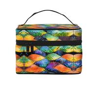 WXZYFP Rainbow Fish Scale Multifunctional portable cosmetic bag with internal and external layered design, easy to organize various supplies.