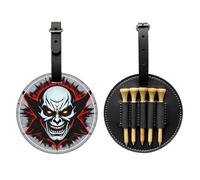 WXZYFP Red and Black Evil Ghost Black Single-sided printed PU leather golf tee storage bag, 5-tack design with a 20cm belt clip.