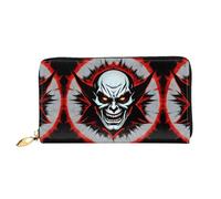 WXZYFP Red and Black Evil Ghost Leather long wallet, double-sided printing, microfiber leather material, unisex, waterproof and durable, Black, One Size