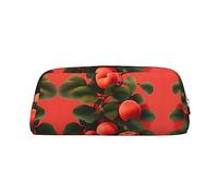 WXZYFP Red Apricot The pencil case is made of cross-grain leather (PVC), 100% polyester lining, and full-screen printing