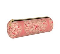 WXZYFP Red Heart Flowers Environmentally friendly cross-grain leather pencil case, lightweight and portable, suitable for daily use.