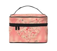 WXZYFP Red Heart Flowers Multifunctional portable cosmetic bag with internal and external layered design, easy to organize various supplies.