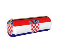 WXZYFP Republic of Croatia flag Environmentally friendly cross-grain leather pencil case, lightweight and portable, suitable for daily use.