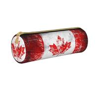 WXZYFP Retro Canada Flag Environmentally friendly cross-grain leather pencil case, lightweight and portable, suitable for daily use.