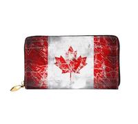 WXZYFP Retro Canada Flag Leather long wallet, double-sided printing, microfiber leather material, unisex, waterproof and durable, Black, One Size