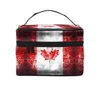 WXZYFP Retro Canada Flag Multifunctional portable cosmetic bag with internal and external layered design, easy to organize various supplies.
