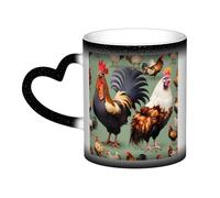 WXZYFP Rooster and Chicken Black It is a color-changing mug, black for cold and white for hot, and more durable after hand washing.pajamas for women short sleeve,pajama tops for women short sleeve,