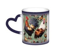 WXZYFP Rooster and Chicken Blue It is a color-changing mug, black for cold and white for hot, and more durable after hand washing.pajamas for women short sleeve,pajama tops for women short sleeve,