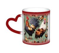 WXZYFP Rooster and Chicken Red It is a color-changing mug, black for cold and white for hot, and more durable after hand washing.pajamas for women short sleeve,pajama tops for women short sleeve,