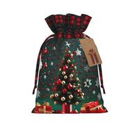 WXZYFP Round Ball Christmas Tree Colorblock linen drawstring gift bag, 100% polyester, suitable for Christmas gift packaging