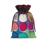WXZYFP Round color palette Colorblock linen drawstring gift bag, 100% polyester, suitable for Christmas gift packaging