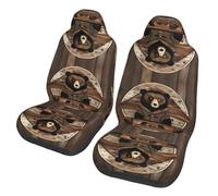 WXZYFP Rustic Lodge Bear Car seat Covers (Two in a Pack), Suitable for Most Seats. Such as: Cars, SUVs, Trucks, Vans, etc.