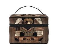 WXZYFP Rustic Lodge Bear Multifunctional portable cosmetic bag with internal and external layered design, easy to organize various supplies.