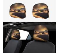 WXZYFP Sahara Desert Car headrest Cover 2 Pack, Suitable for Most Cars, Elastic Band Closure, Direct Installation, Easy to disassemble