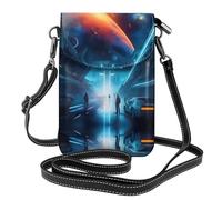 WXZYFP Science Fiction Future Leather crossbody flip phone bag, microfiber PU leather, suitable for daily use