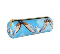 WXZYFP Seagulls in flight Environmentally friendly cross-grain leather pencil case, lightweight and portable, suitable for daily use.