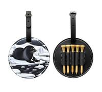 WXZYFP Seals on ice Black Single-sided printed PU leather golf tee storage bag, 5-tack design with a 20cm belt clip.