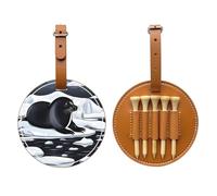 WXZYFP Seals on ice Brown Single-sided printed PU leather golf tee storage bag, 5-tack design with a 20cm belt clip.