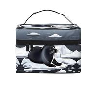 WXZYFP Seals on ice Multifunctional portable cosmetic bag with internal and external layered design, easy to organize various supplies.