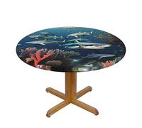WXZYFP Sharks Under The sea A Variety of Round Table Covers, Made of 100% Polyester, can Protect The Tabletop.