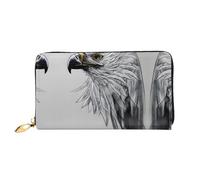 WXZYFP Sketching an eagle Leather long wallet, double-sided printing, microfiber leather material, unisex, waterproof and durable