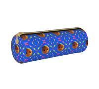 WXZYFP Smiley Yellow Pear Environmentally friendly cross-grain leather pencil case, lightweight and portable, suitable for daily use.