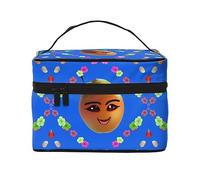 WXZYFP Smiley Yellow Pear Travel cosmetic bag, essential for outdoor travel enthusiasts, has a simple internal structure., Black, One Size