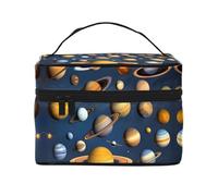 WXZYFP Solar System Planets Multifunctional portable cosmetic bag with internal and external layered design, easy to organize various supplies.
