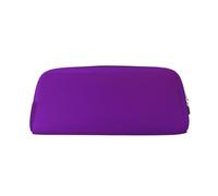WXZYFP Solid color dark purple The pencil case is made of cross-grain leather (PVC), 100% polyester lining, and full-screen printing