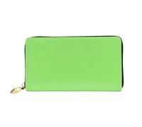 WXZYFP Solid color light green Leather long wallet, double-sided printing, microfiber leather material, unisex, waterproof and durable