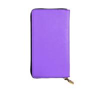 WXZYFP Solid color light purple Double-sided printed leather long wallet, unisex, 12 credit card slots, 3 cash slots