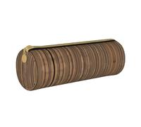 WXZYFP Solid wood pattern Environmentally friendly cross-grain leather pencil case, lightweight and portable, suitable for daily use.