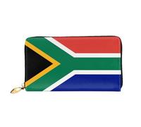 WXZYFP South African flag Leather long wallet, double-sided printing, microfiber leather material, unisex, waterproof and durable, Black, One Size
